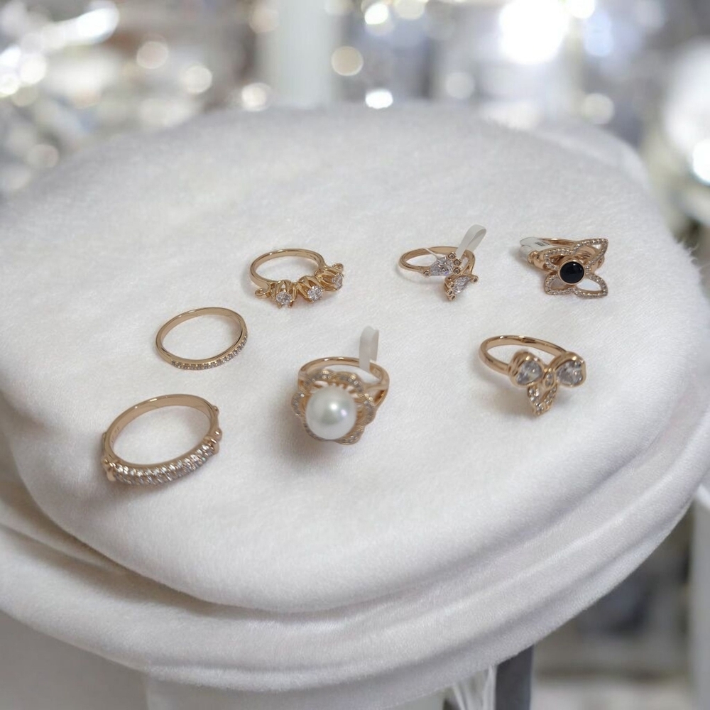Gold and Pearl Ring Collection Size 7 8